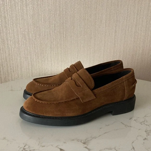 Vagabond Brown Suede Penny Loafers Classic Comfort Neutral Capsule Staple Daily - Picture 2 of 14